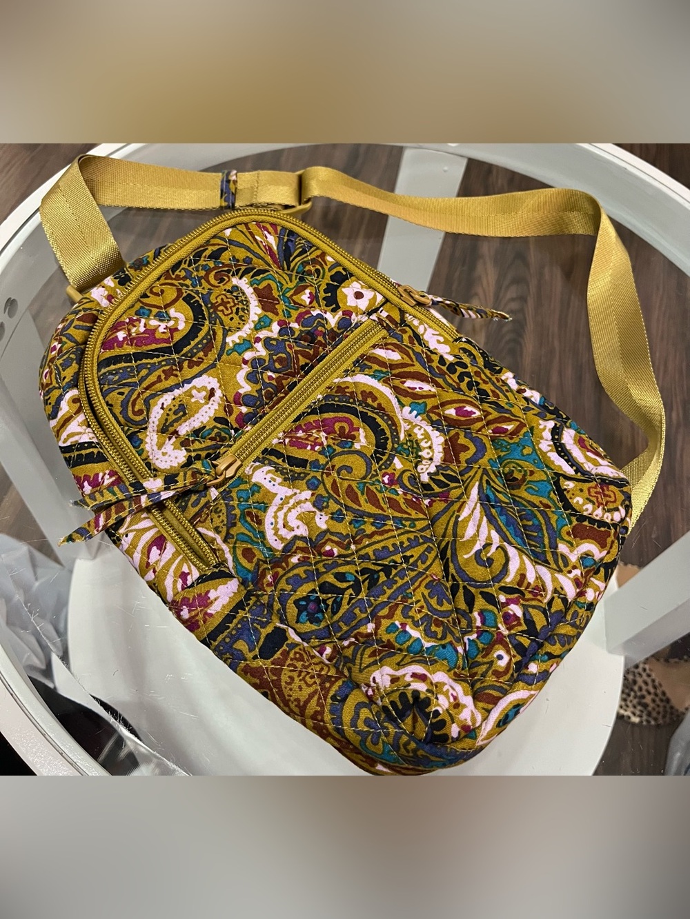 Vera Bradley Mustard Multi Quilted Paisley Crossbody